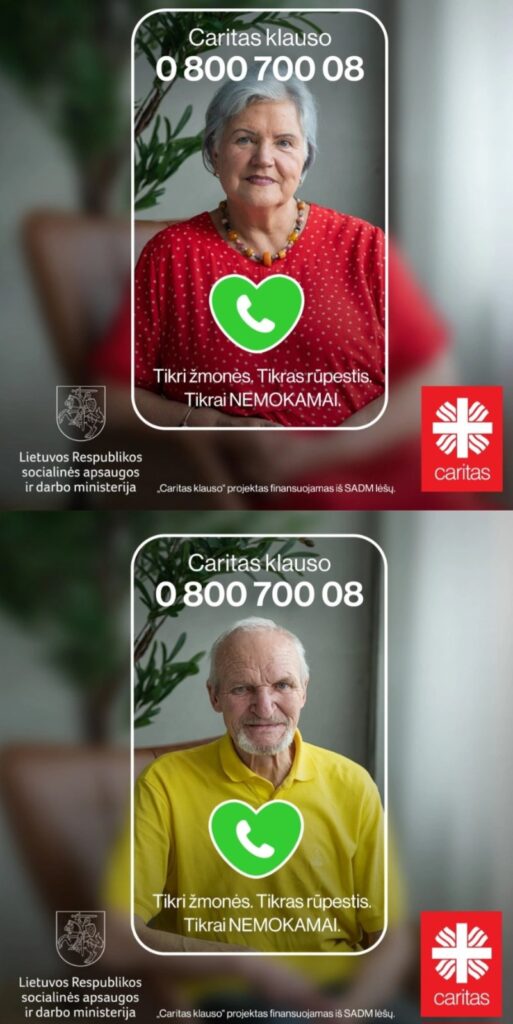 Startavo „Caritas klauso“ – emocinės pagalbos linija vyresnio amžiaus žmonėms